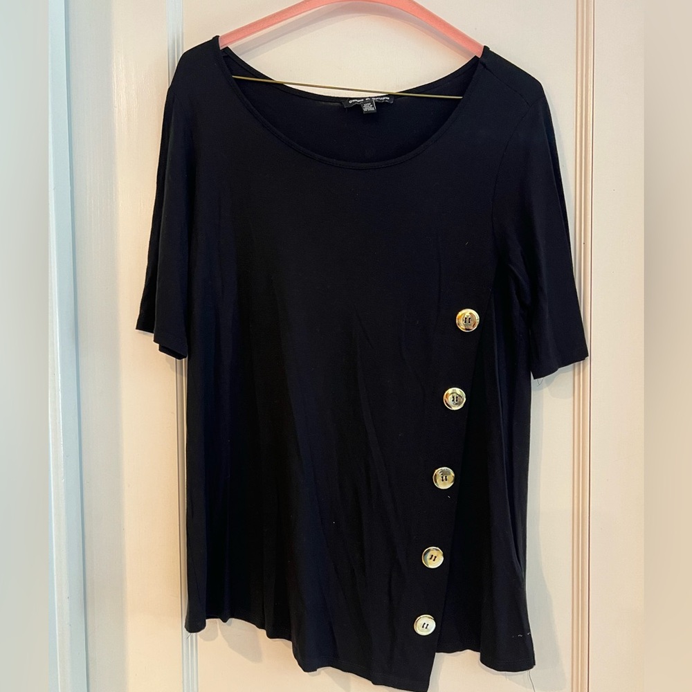 Cable & Gauge Black Button Top with Gold Buttons Womens Size Medium